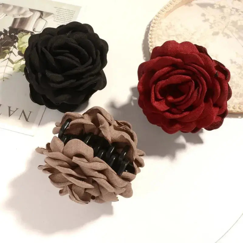 Sweat Medium Size Cotton Fabric Rose Flower Hair clips True Value