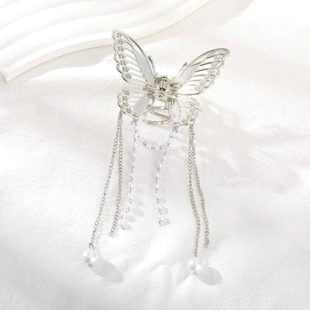 Simple Hair Claw Clip Butterfly Pearl Tassel Hair Clip True Value