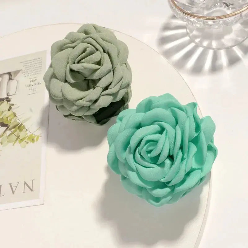 Sweat Medium Size Cotton Fabric Rose Flower Hair clips True Value