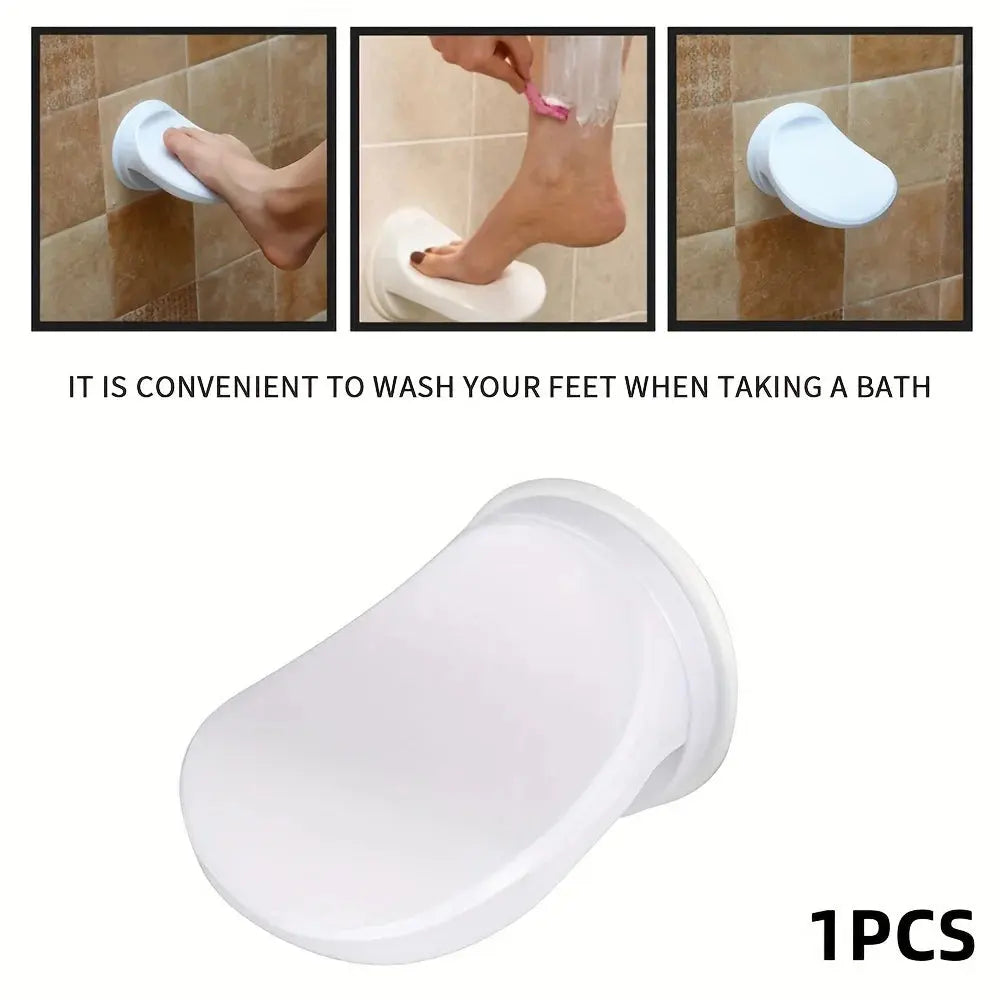 White Non-Slip Suction Foot Rest for Shower – Removable True Value