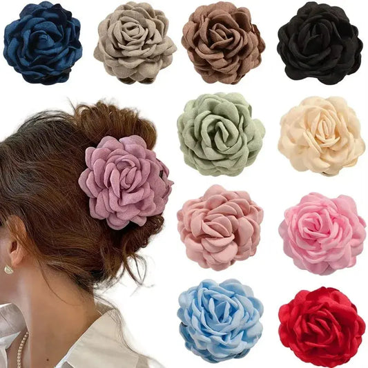 Sweat Medium Size Cotton Fabric Rose Flower Hair clips True Value