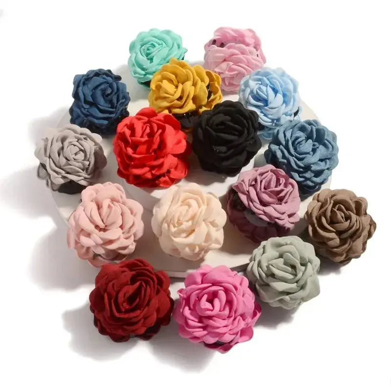 Sweat Medium Size Cotton Fabric Rose Flower Hair clips True Value