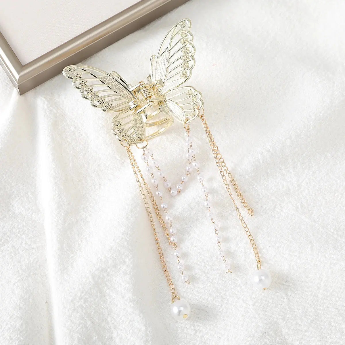 Simple Hair Claw Clip Butterfly Pearl Tassel Hair Clip True Value