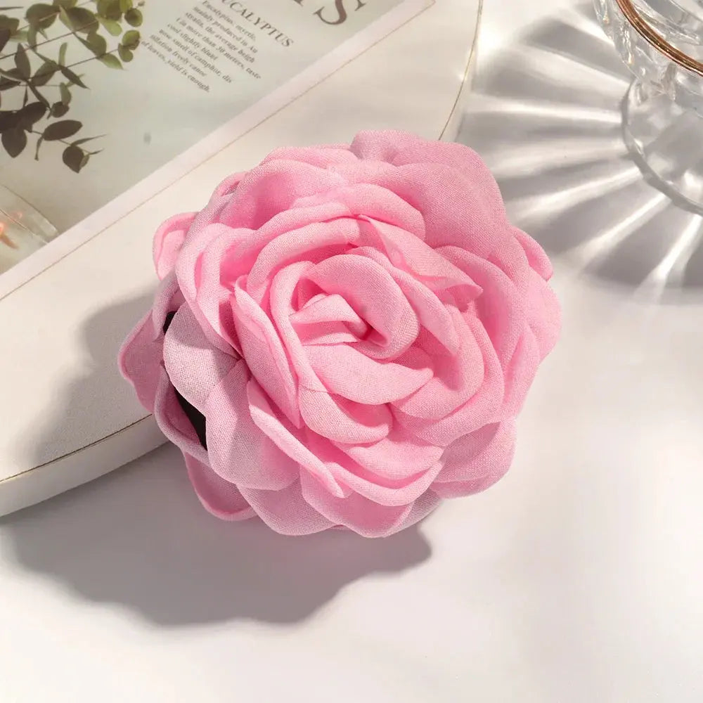 Sweat Medium Size Cotton Fabric Rose Flower Hair clips True Value