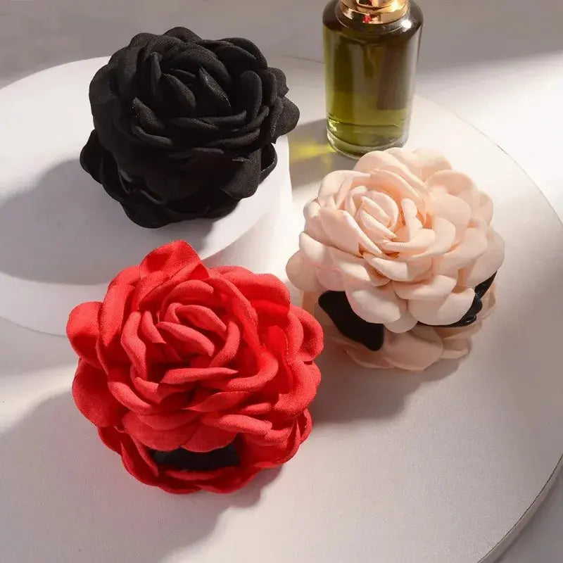 Sweat Medium Size Cotton Fabric Rose Flower Hair clips True Value