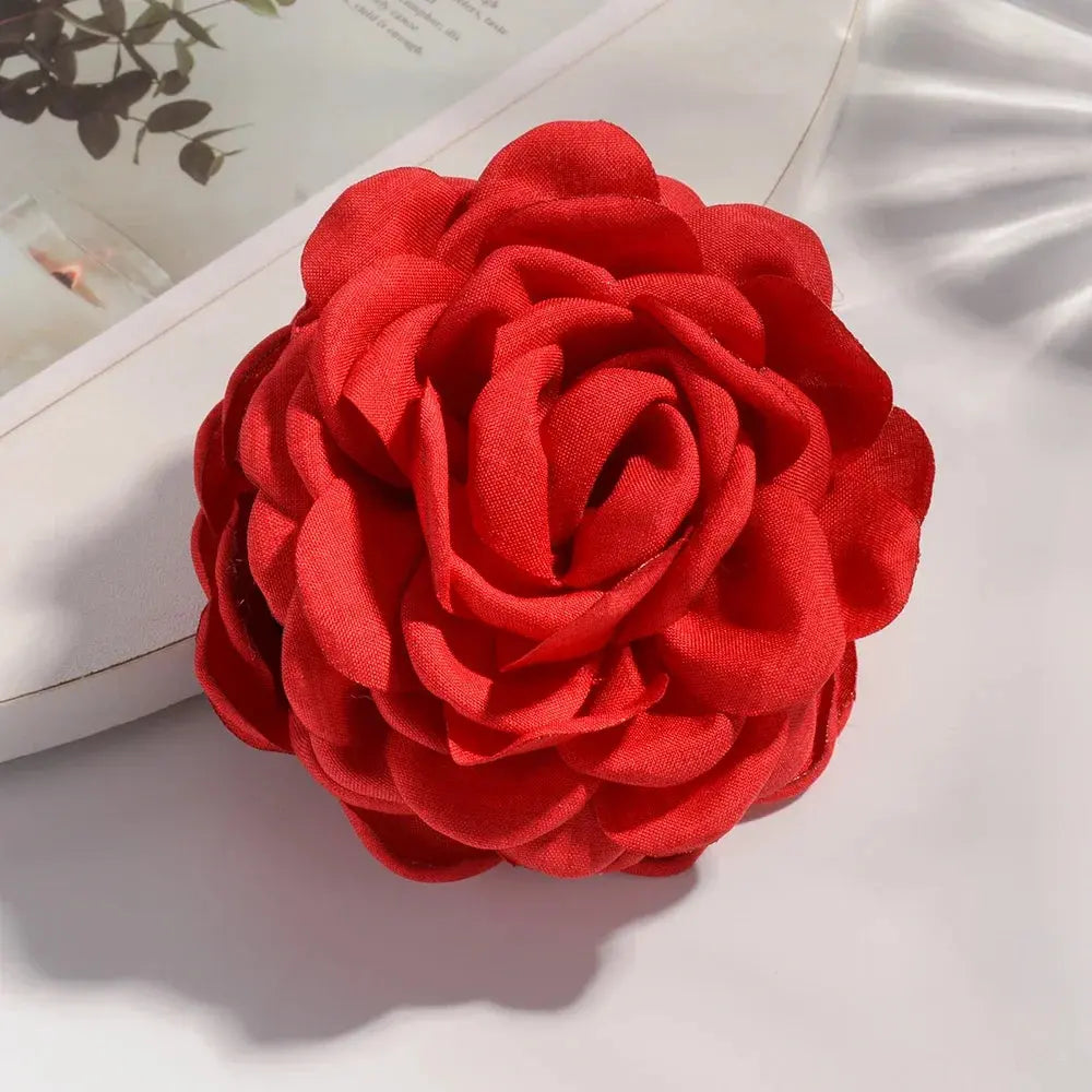 Sweat Medium Size Cotton Fabric Rose Flower Hair clips True Value