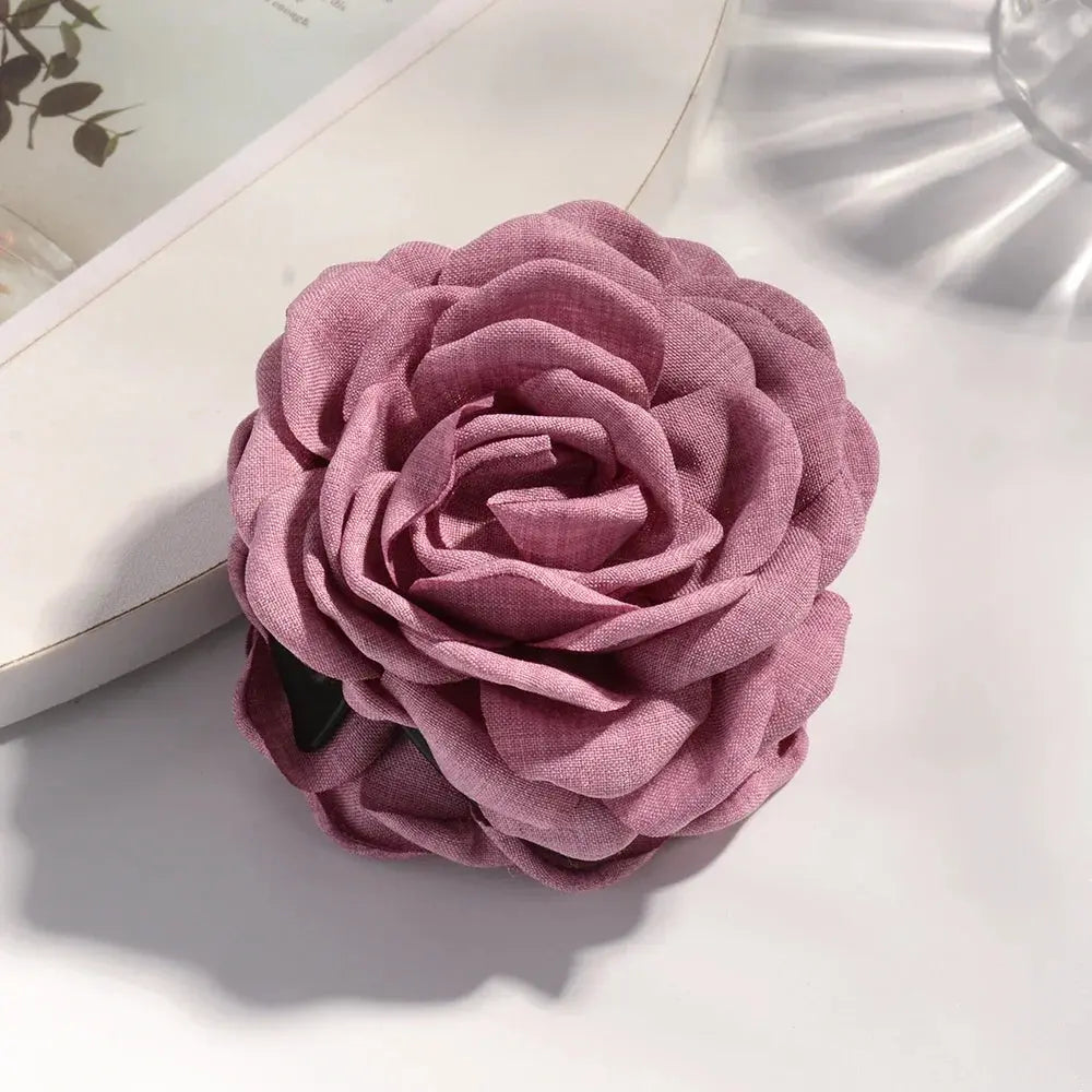 Sweat Medium Size Cotton Fabric Rose Flower Hair clips True Value