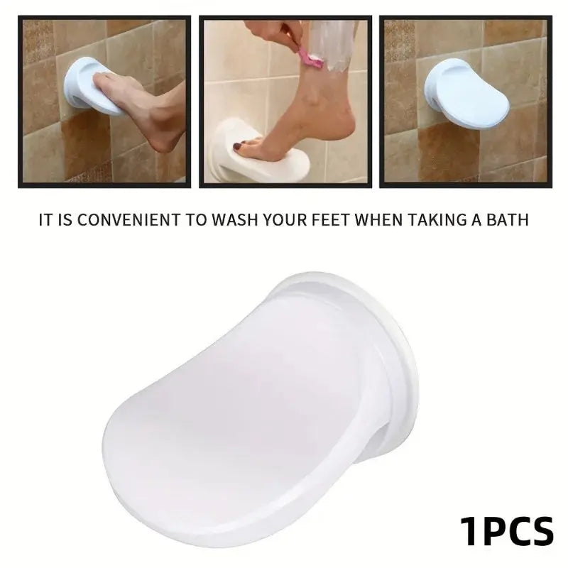 White Non-Slip Suction Foot Rest for Shower – Removable True Value
