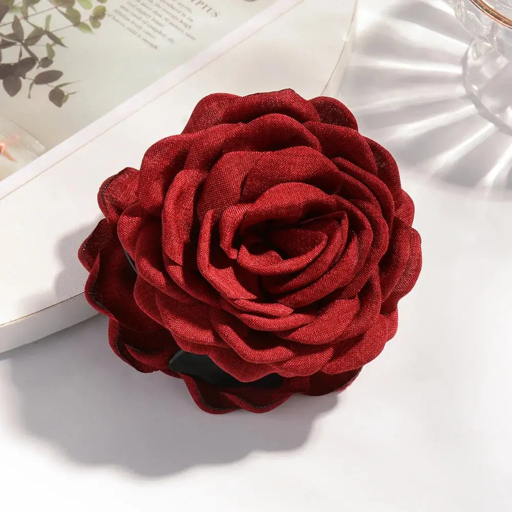 Sweat Medium Size Cotton Fabric Rose Flower Hair clips True Value