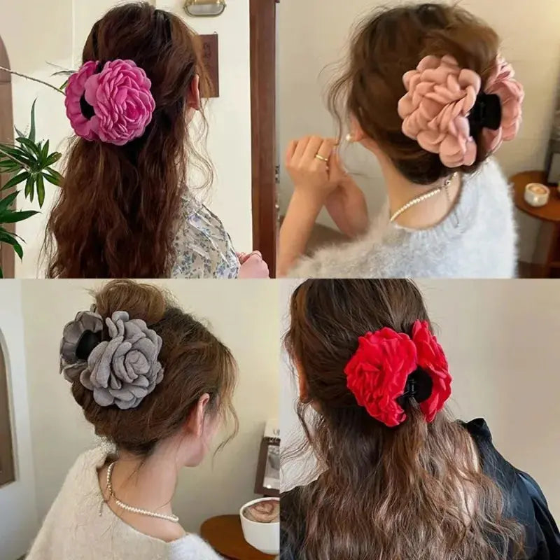 Sweat Medium Size Cotton Fabric Rose Flower Hair clips True Value