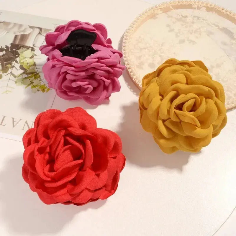 Sweat Medium Size Cotton Fabric Rose Flower Hair clips True Value
