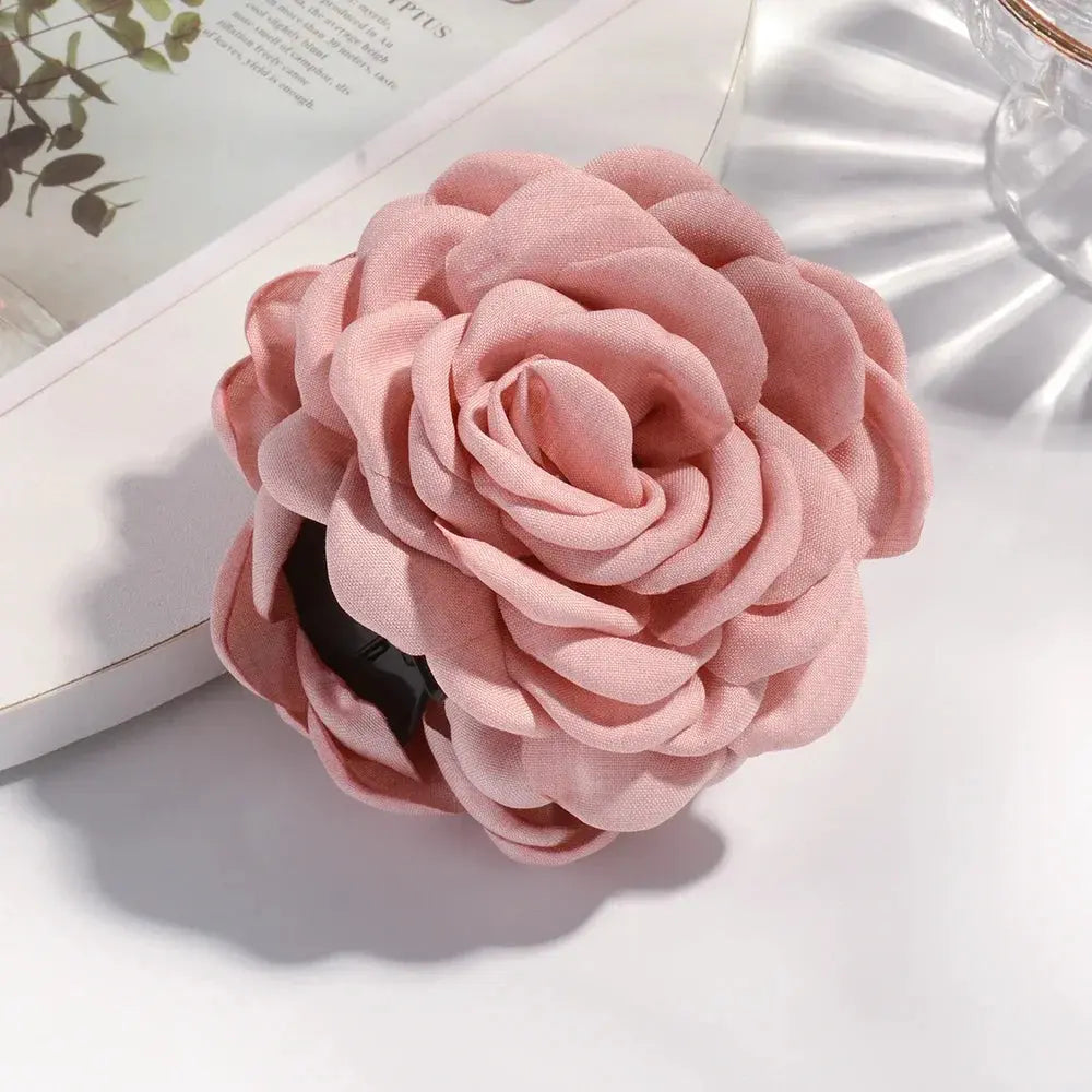 Sweat Medium Size Cotton Fabric Rose Flower Hair clips True Value