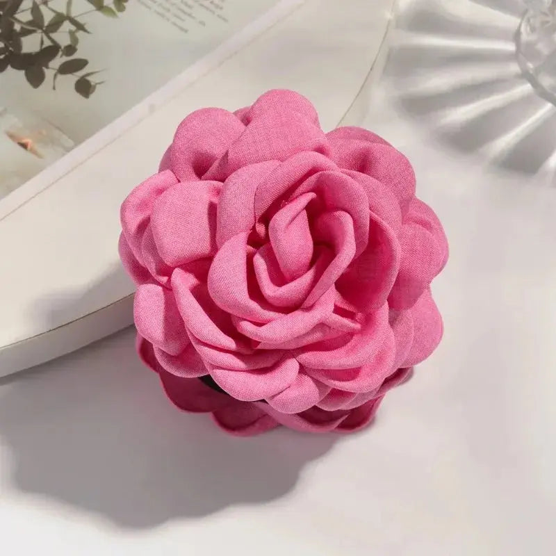 Sweat Medium Size Cotton Fabric Rose Flower Hair clips True Value