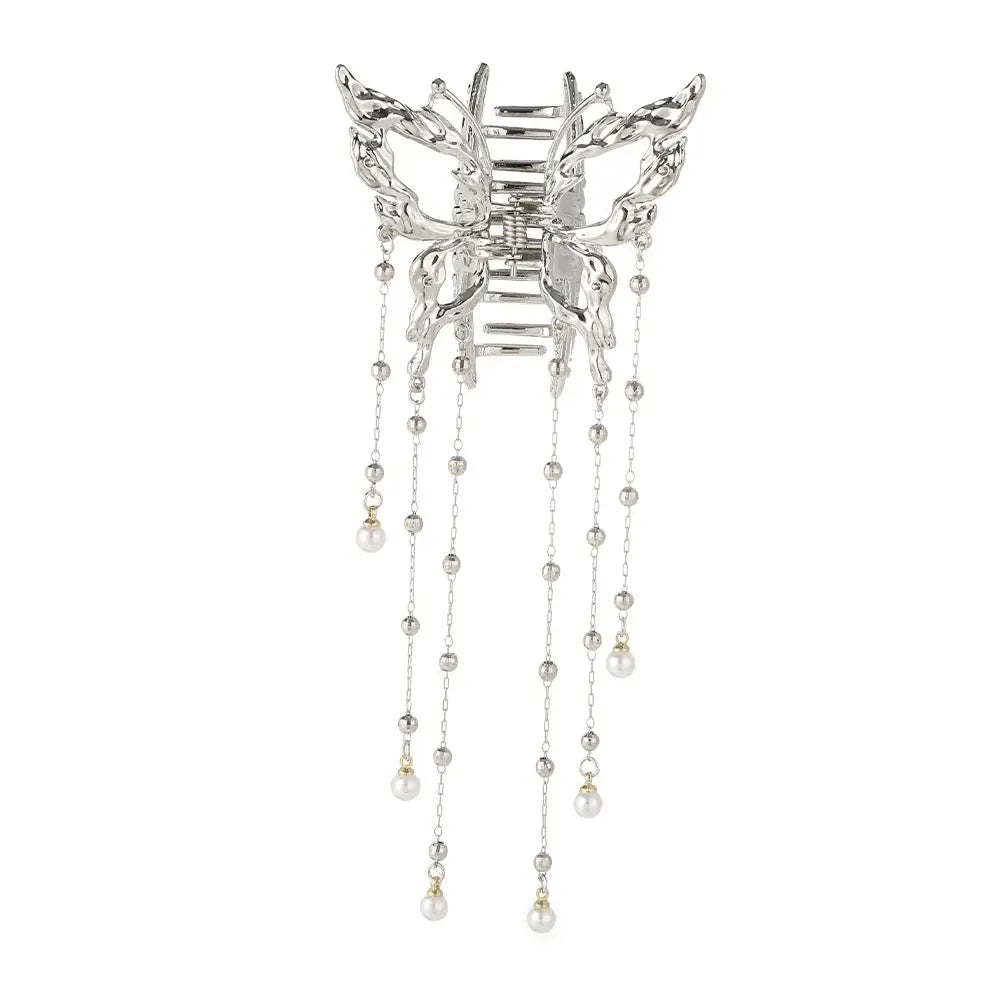 Simple Hair Claw Clip Butterfly Pearl Tassel Hair Clip True Value