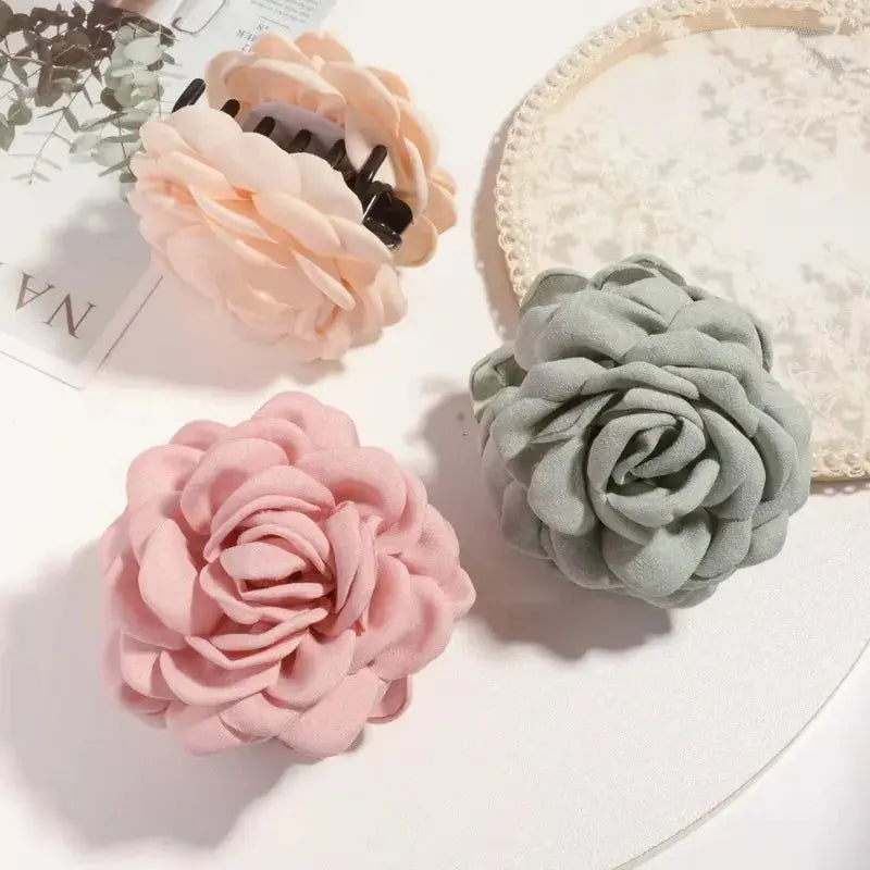 Sweat Medium Size Cotton Fabric Rose Flower Hair clips True Value