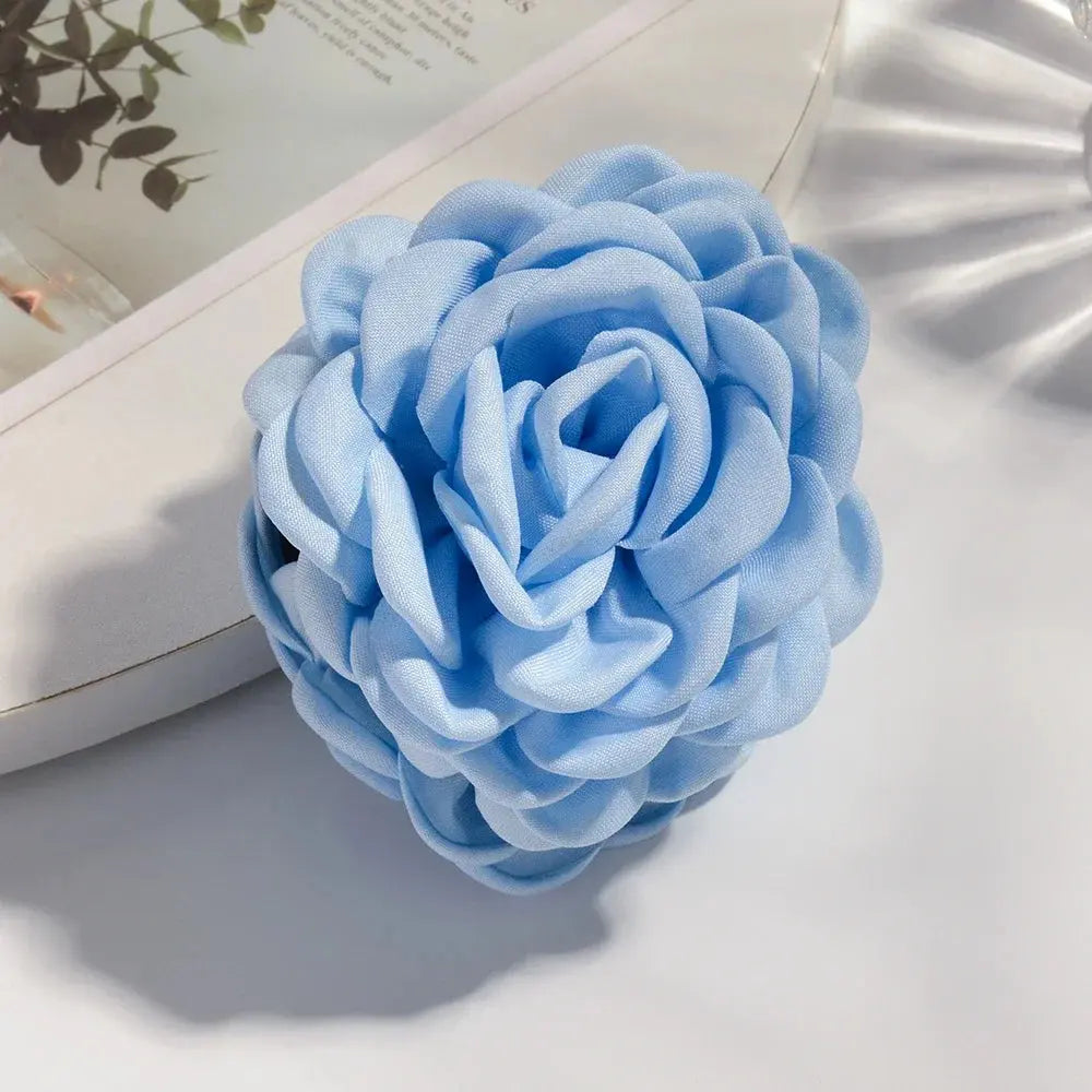 Sweat Medium Size Cotton Fabric Rose Flower Hair clips True Value